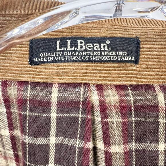 LL Bean Blazer Mens 40R Camel Corduroy Flannel Plaid Lined Button Up Jacket - Picture 13 of 13